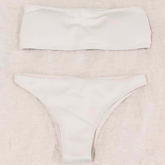 Last M Sale🎉🏖White Ribbed Bandeau Bikini 🏖 - Picture 4 of 6